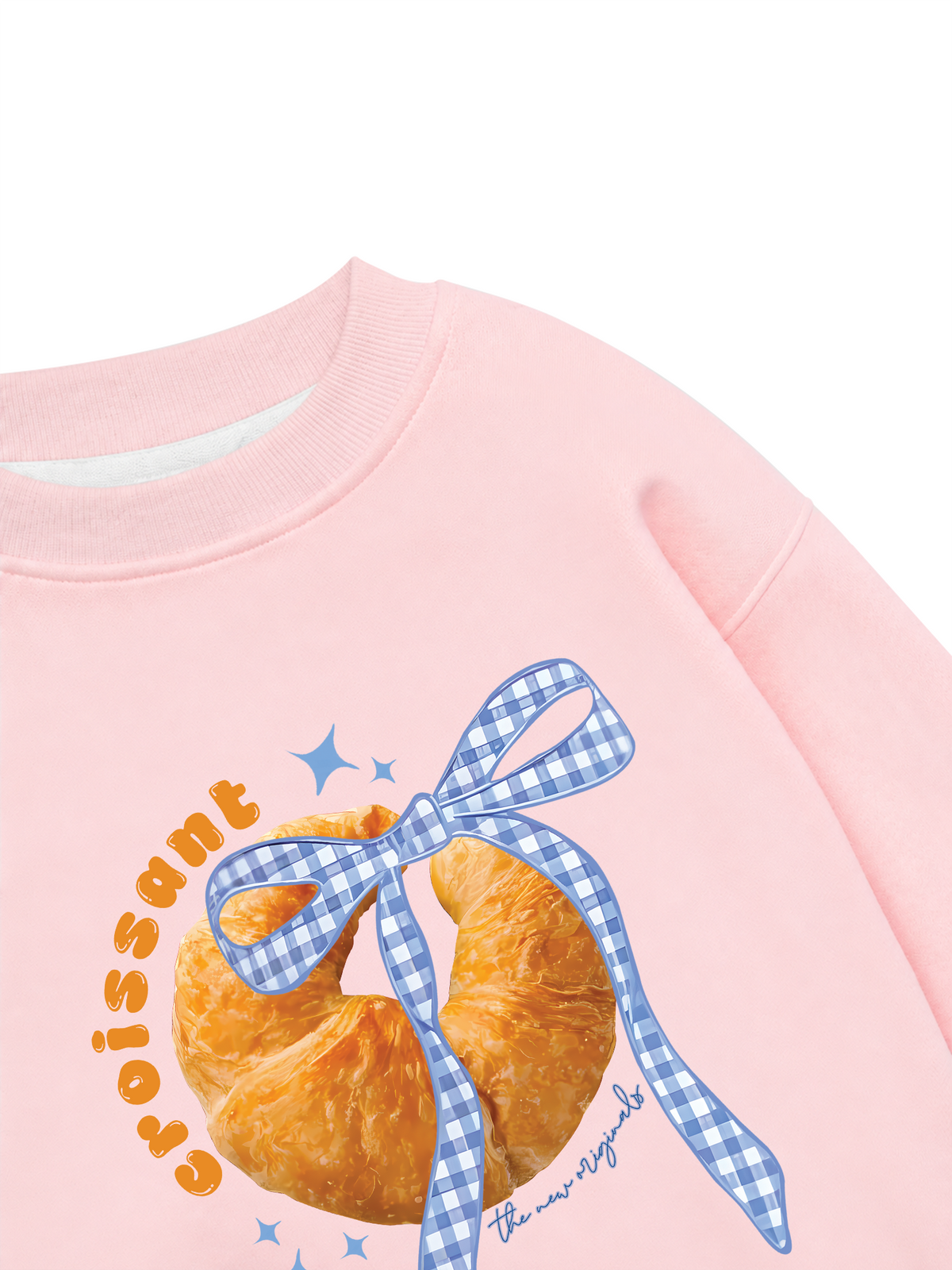 Áo Sweater Nỉ Hai Da Sweet Pastry BLue Plaid Bow