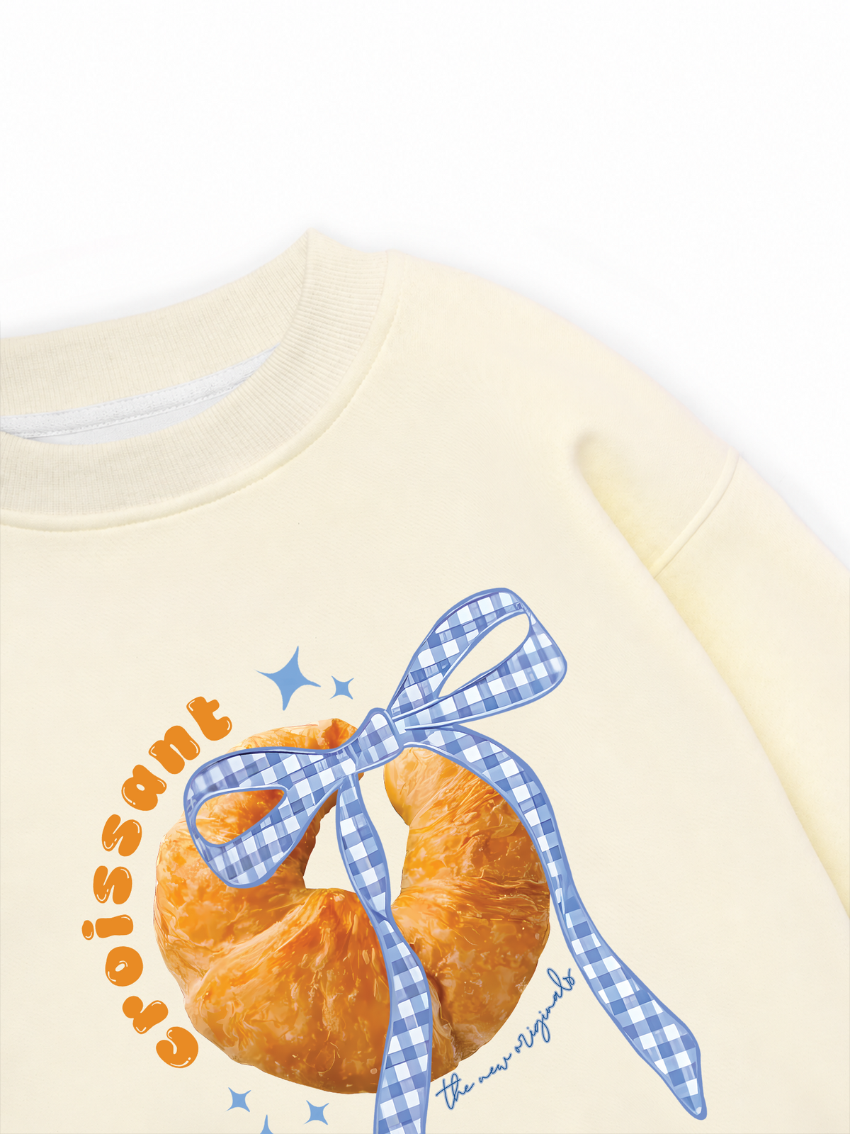 Áo Sweater Nỉ Hai Da Sweet Pastry BLue Plaid Bow