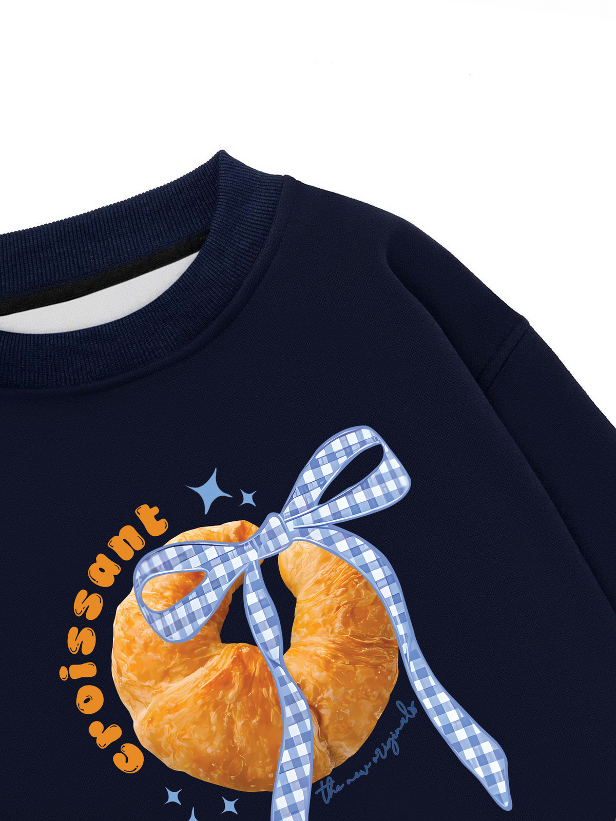 Áo Sweater Nỉ Hai Da Sweet Pastry BLue Plaid Bow