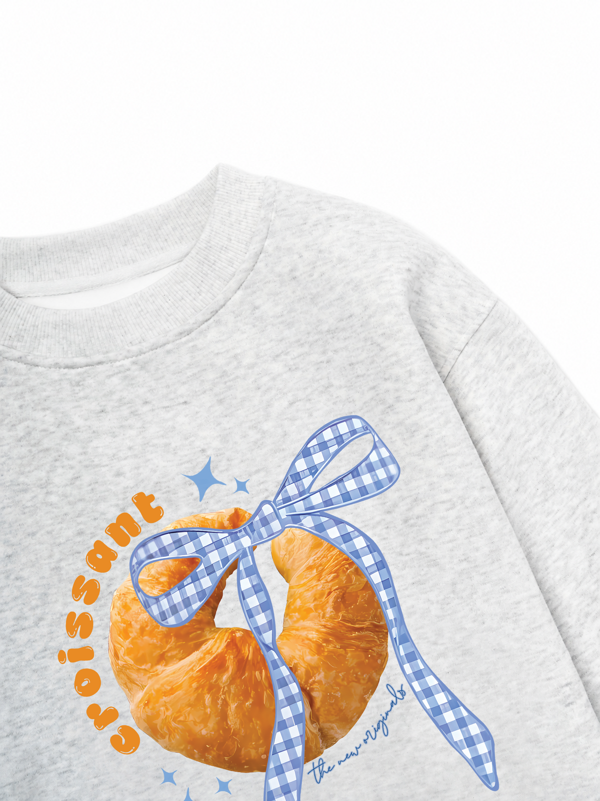 Áo Sweater Nỉ Hai Da Sweet Pastry BLue Plaid Bow