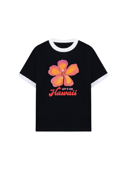 Áo Thun Ringer Relaxed Fit Summer Vibes Hawai Flower