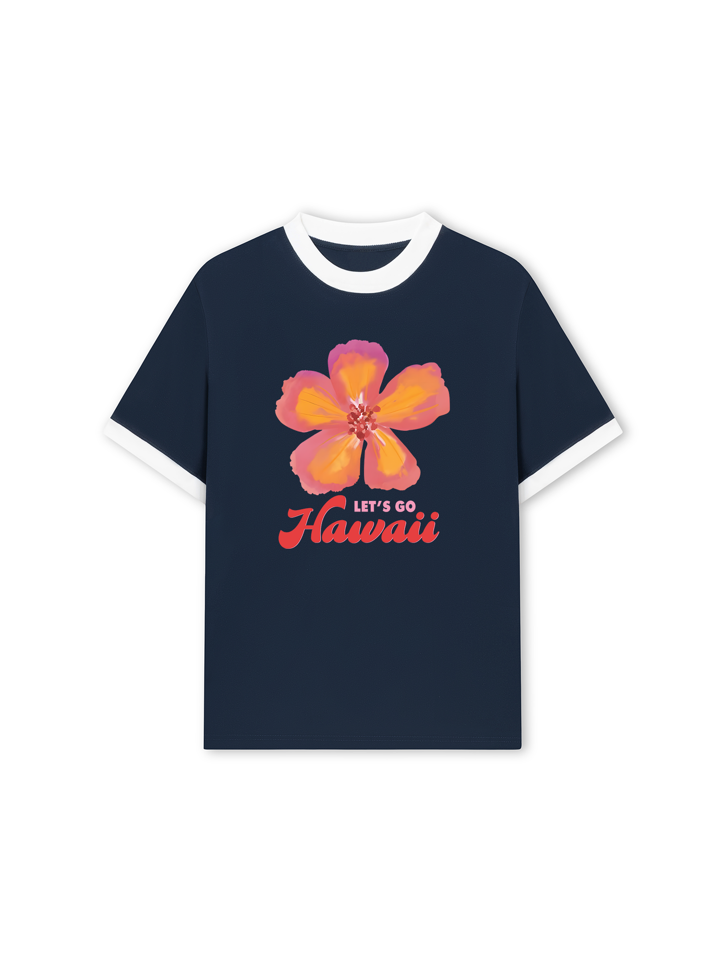 Áo Thun Ringer Relaxed Fit Summer Vibes Hawai Flower