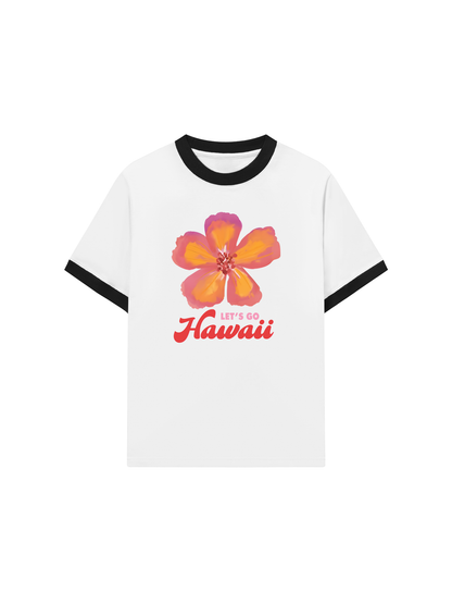 Áo Thun Ringer Relaxed Fit Summer Vibes Hawai Flower