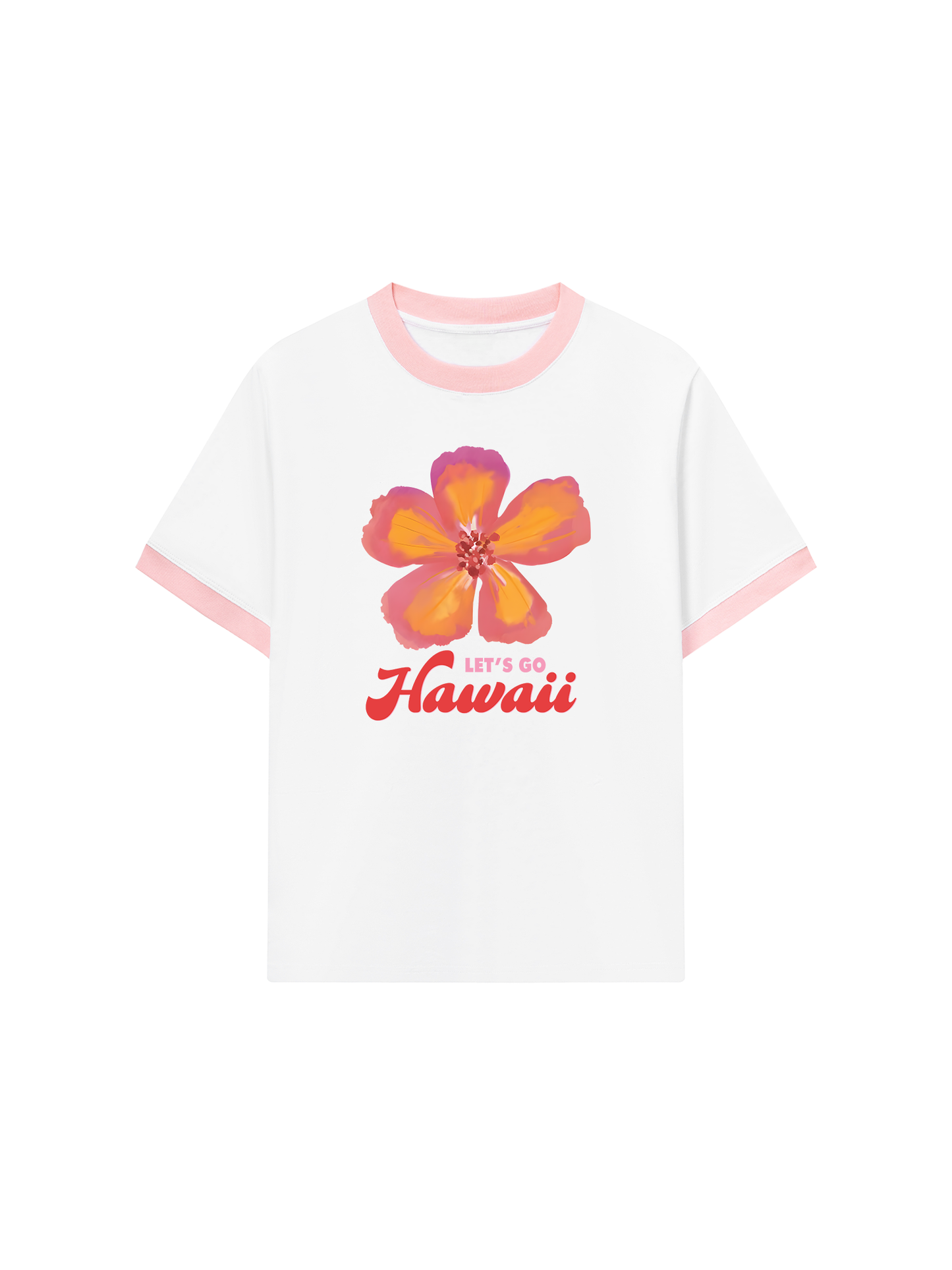 Áo Thun Ringer Relaxed Fit Summer Vibes Hawai Flower