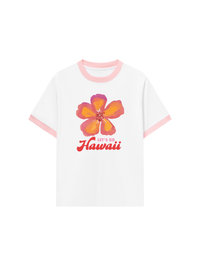 Áo Thun Ringer Relaxed Fit Summer Vibes Hawai Flower