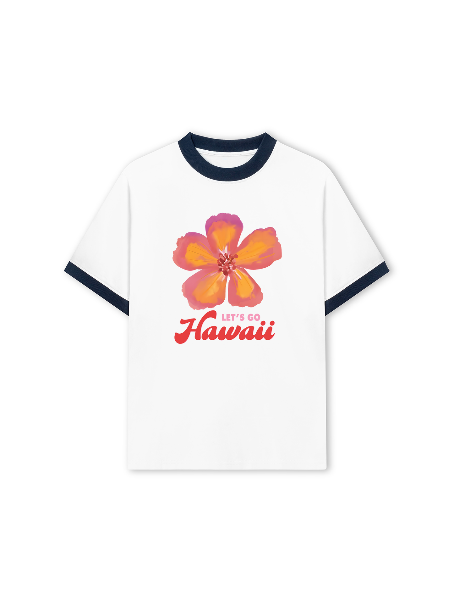 Áo Thun Ringer Relaxed Fit Summer Vibes Hawai Flower