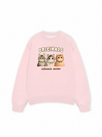 Áo Sweater Nỉ Hai Da Cute Three Cat Vitamin Meow