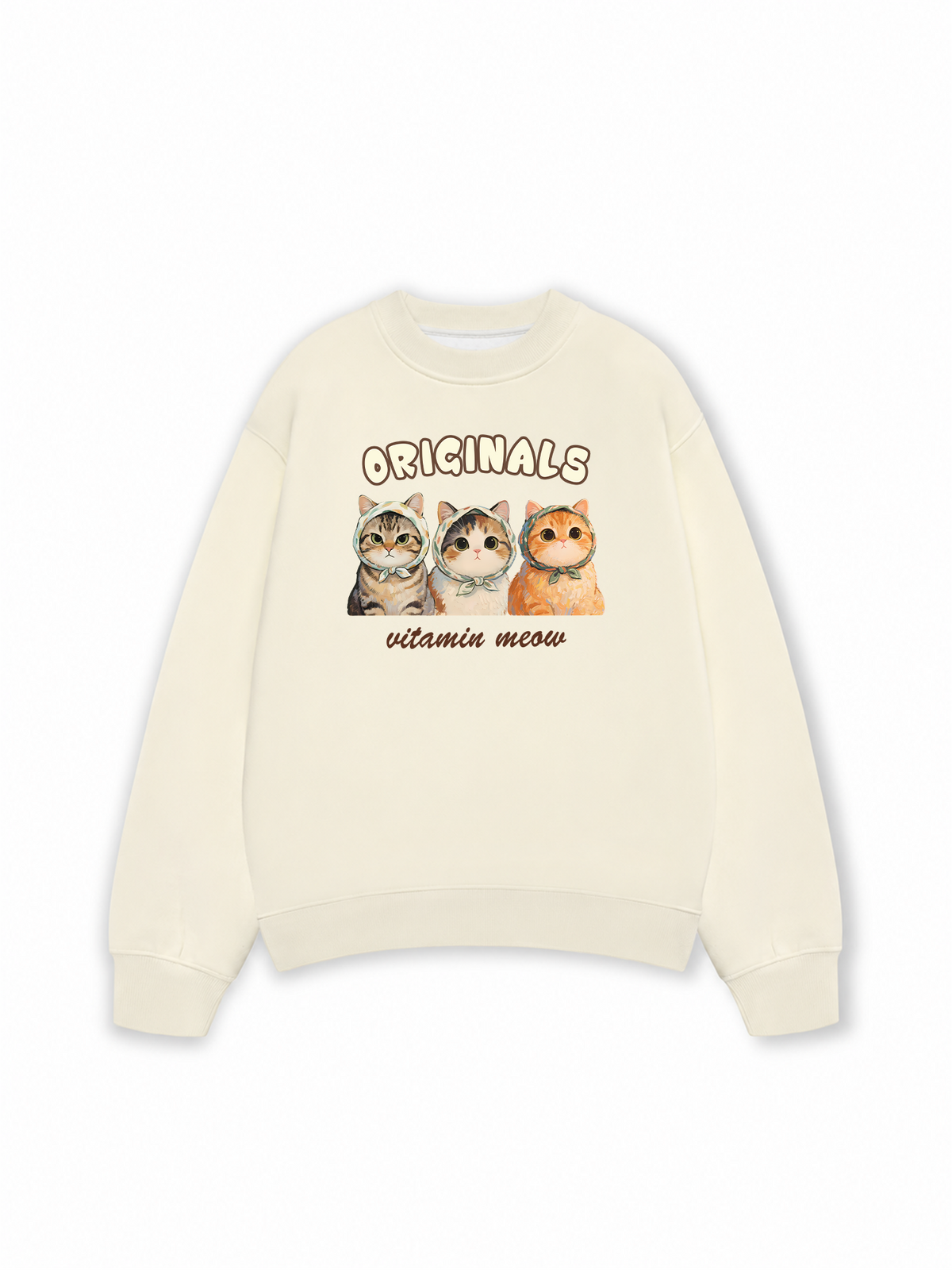 Áo Sweater Nỉ Hai Da Cute Three Cat Vitamin Meow