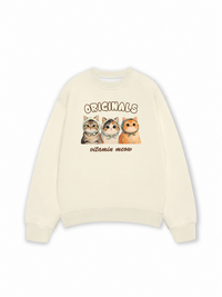 Áo Sweater Nỉ Hai Da Cute Three Cat Vitamin Meow