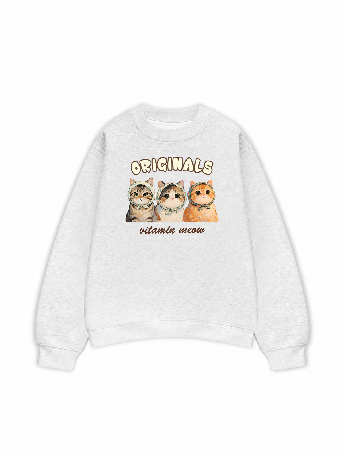 Áo Sweater Nỉ Hai Da Cute Three Cat Vitamin Meow