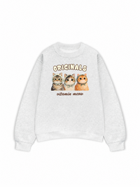 Áo Sweater Nỉ Hai Da Cute Three Cat Vitamin Meow