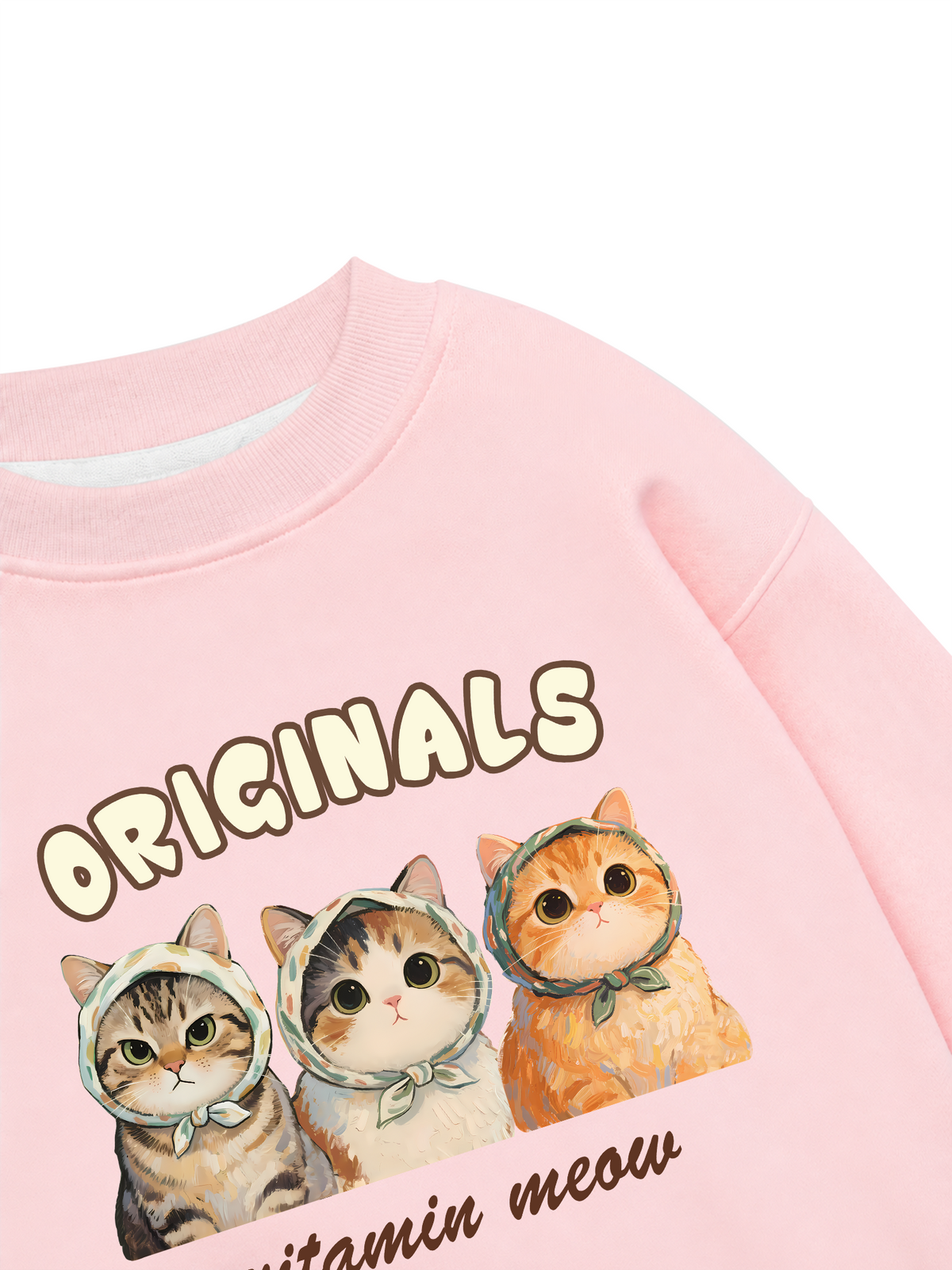 Áo Sweater Nỉ Hai Da Cute Three Cat Vitamin Meow