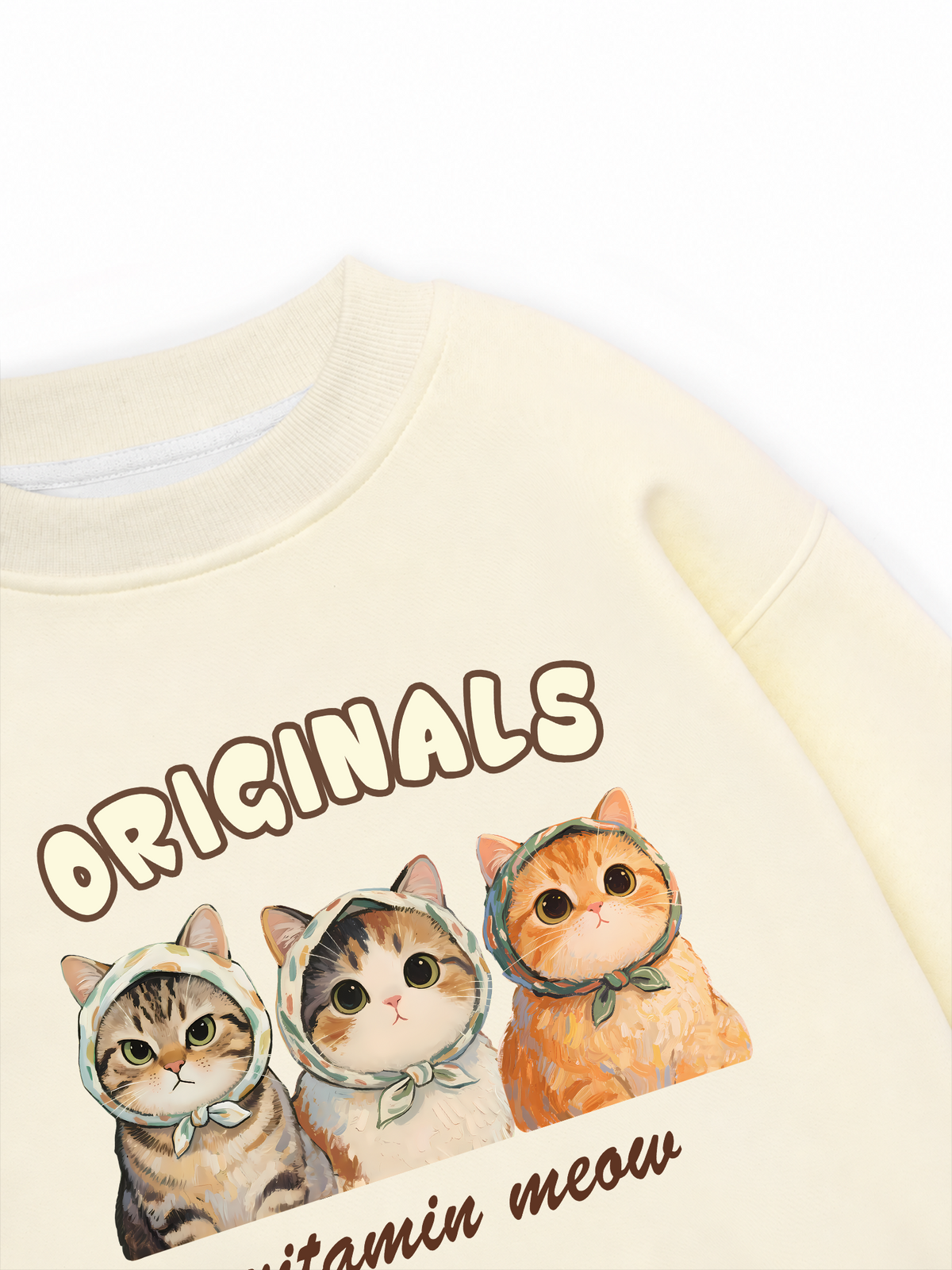 Áo Sweater Nỉ Hai Da Cute Three Cat Vitamin Meow