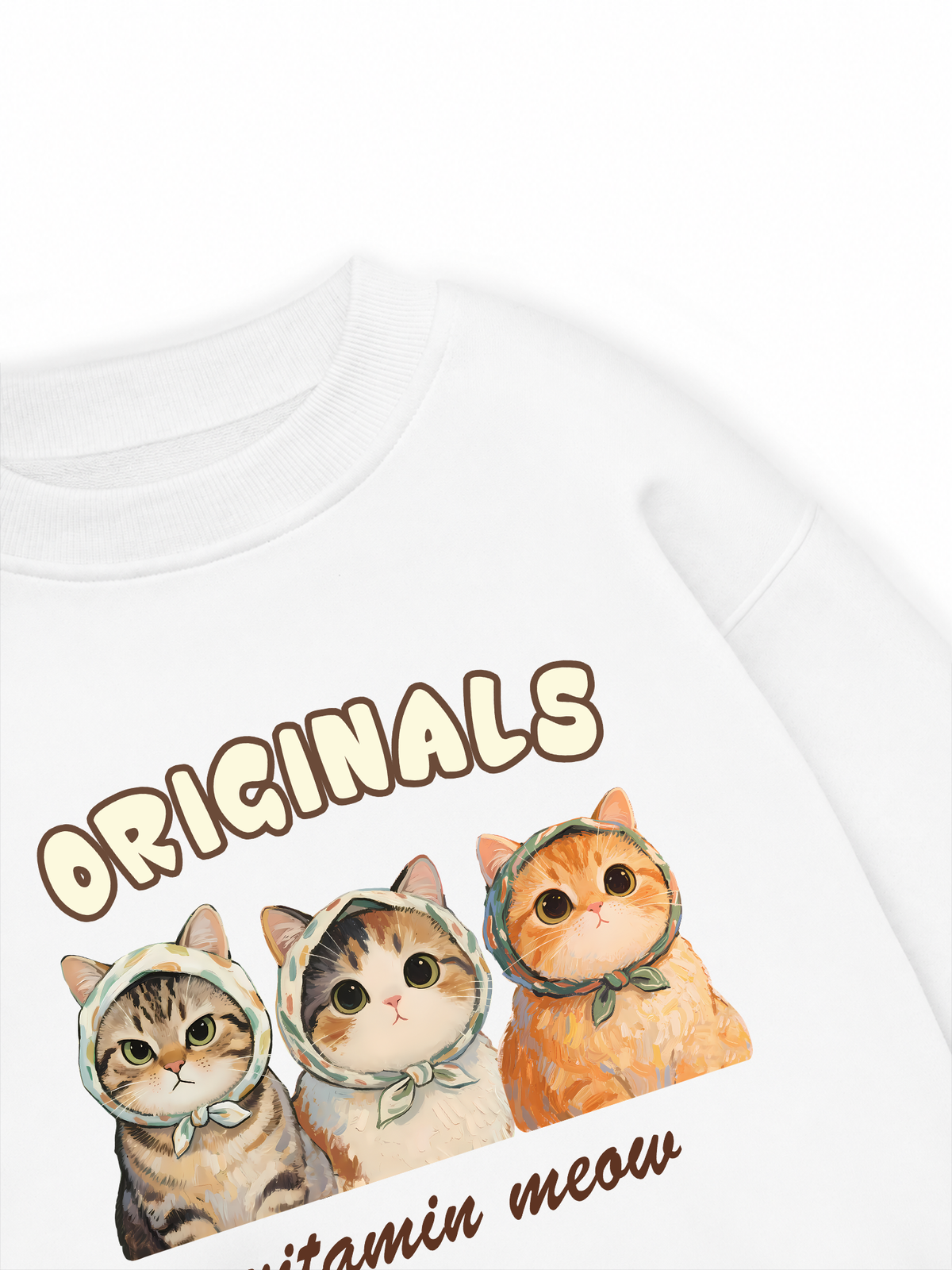 Áo Sweater Nỉ Hai Da Cute Three Cat Vitamin Meow