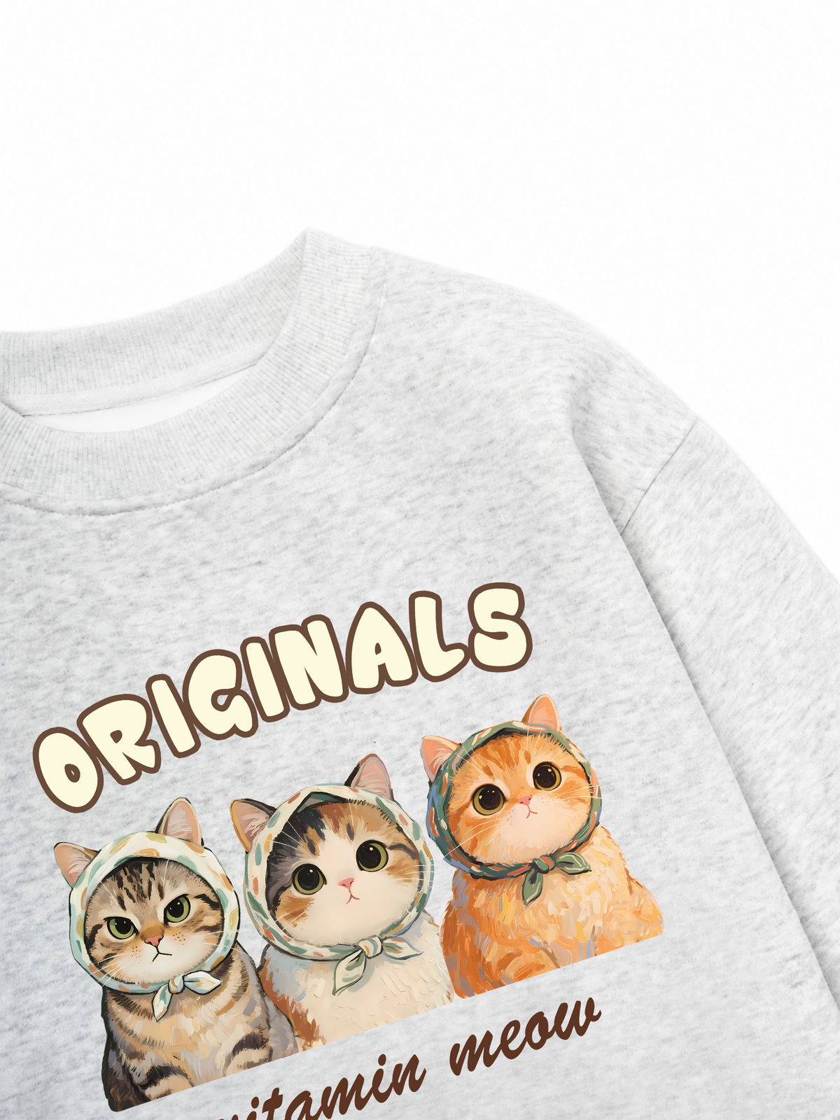 Áo Sweater Nỉ Hai Da Cute Three Cat Vitamin Meow