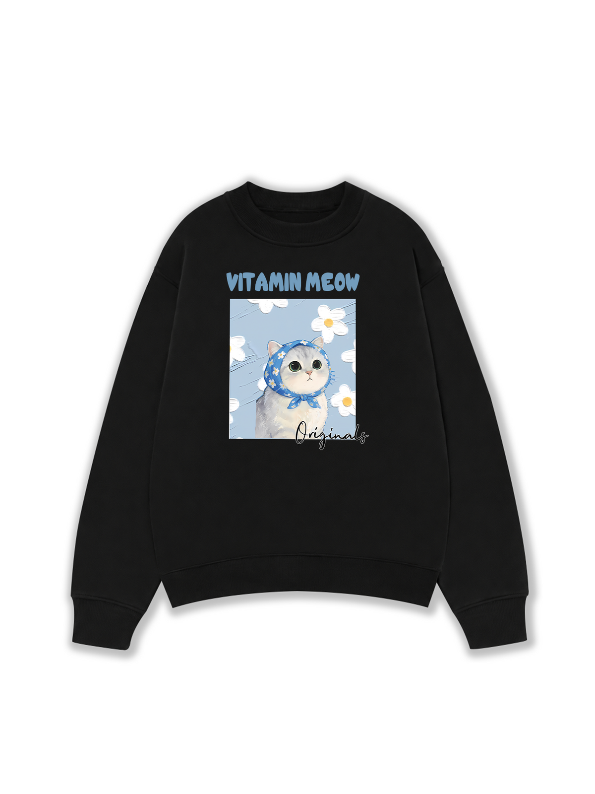 Áo Sweater Nỉ Hai Da Flower With Meow