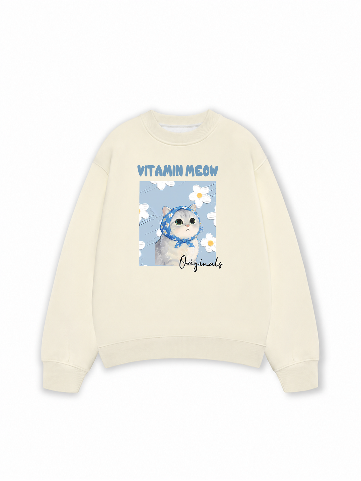Áo Sweater Nỉ Hai Da Flower With Meow