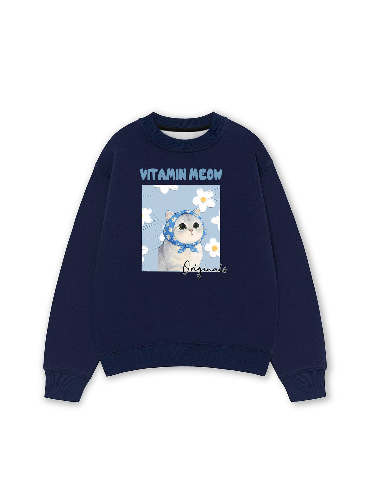 Áo Sweater Nỉ Hai Da Flower With Meow