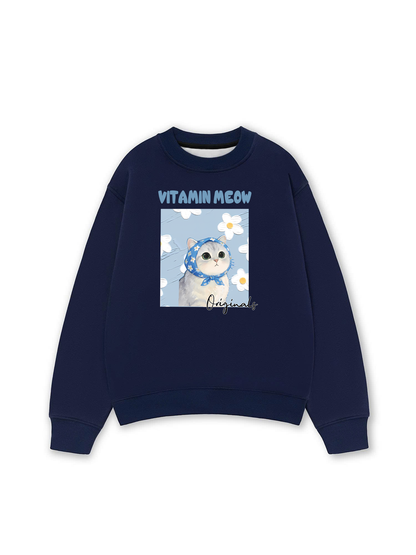Áo Sweater Nỉ Hai Da Flower With Meow