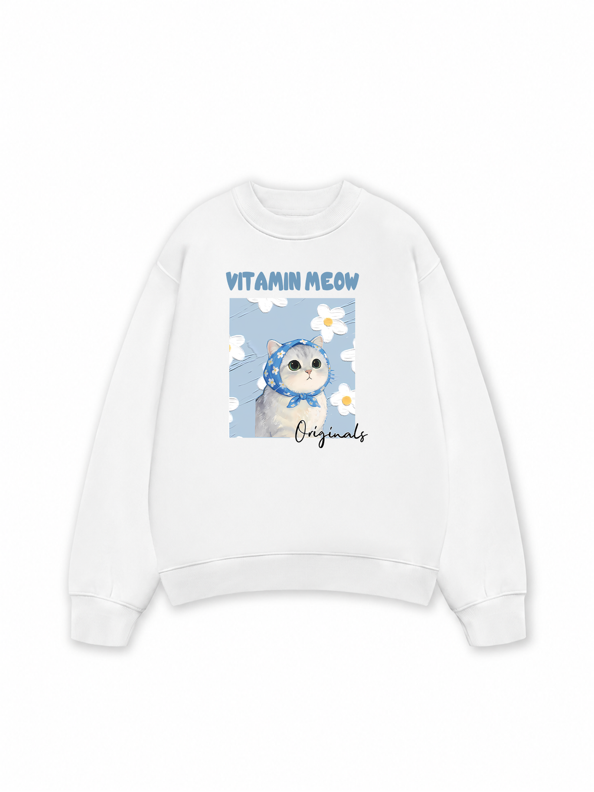 Áo Sweater Nỉ Hai Da Flower With Meow