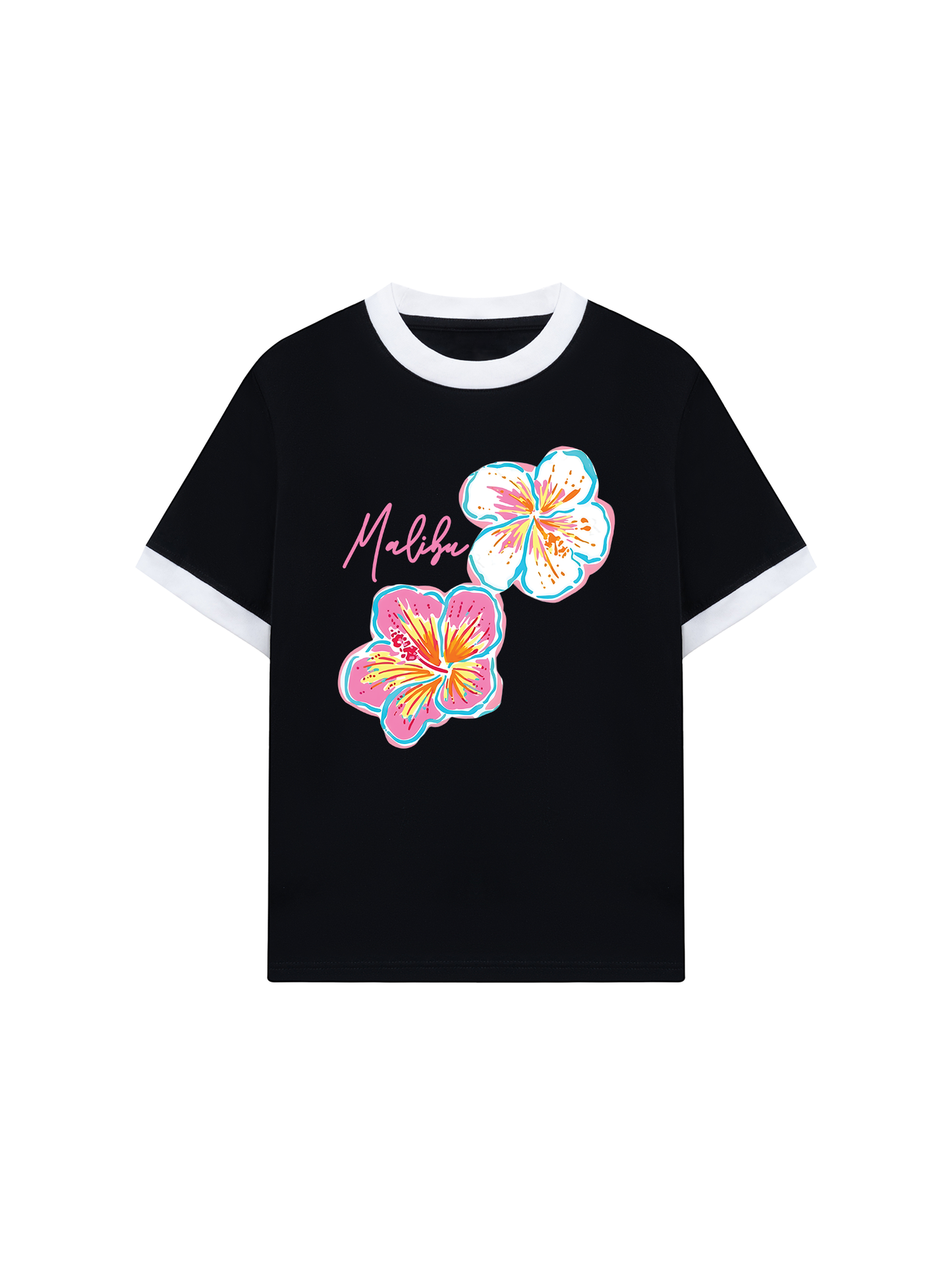 Áo Thun Ringer Relaxed Fit Summer Vibes Malibu Floral