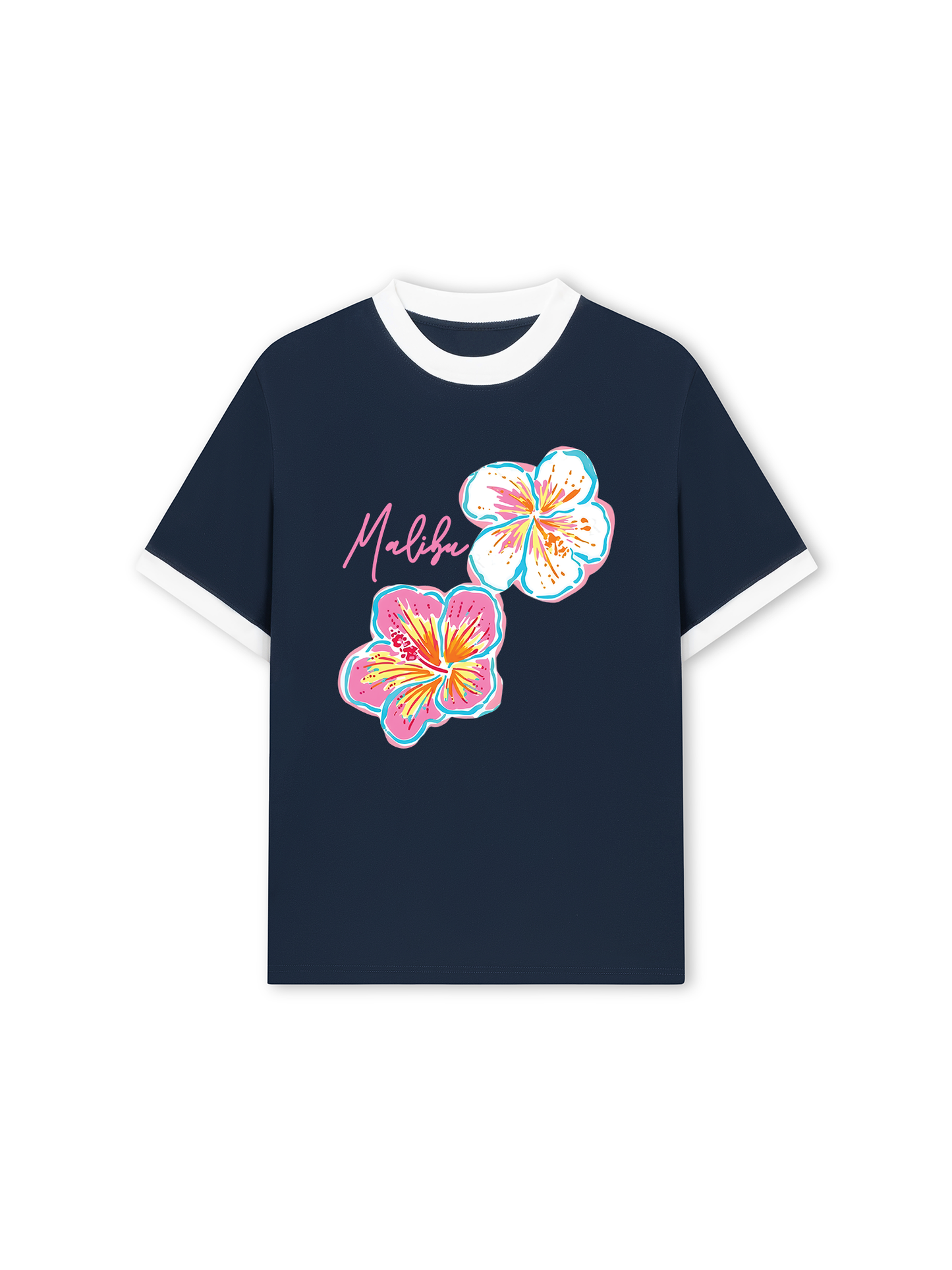 Áo Thun Ringer Relaxed Fit Summer Vibes Malibu Floral
