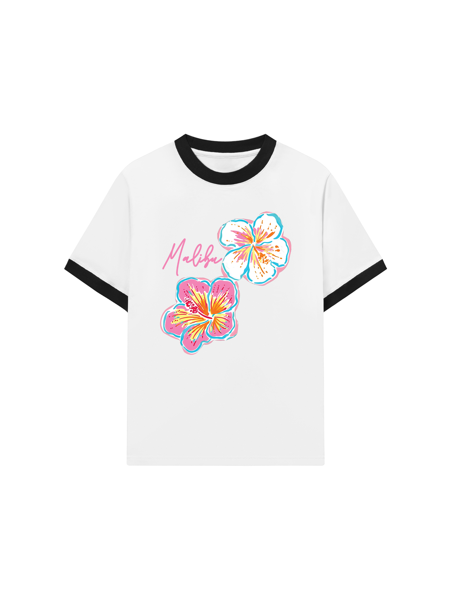 Áo Thun Ringer Relaxed Fit Summer Vibes Malibu Floral