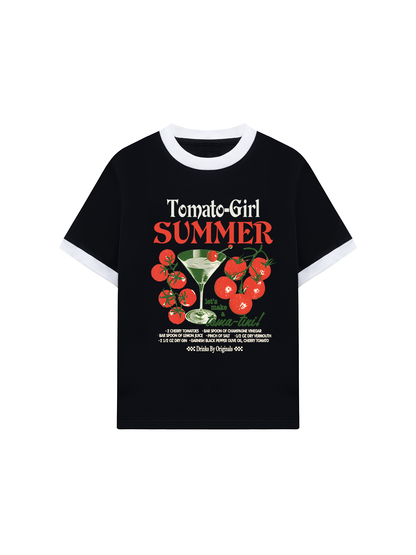 Áo Thun Ringer Relaxed Fit Summer Vibes Tomato Girl