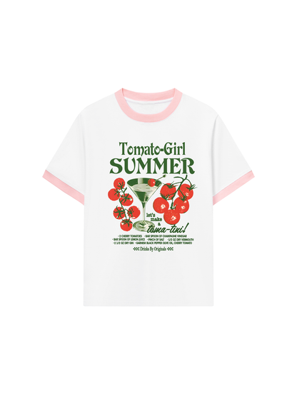 Áo Thun Ringer Relaxed Fit Summer Vibes Tomato Girl
