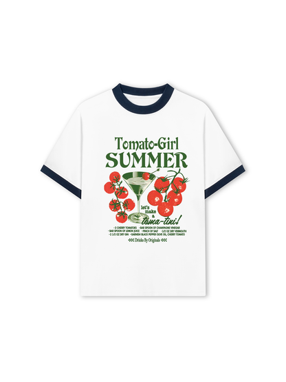 Áo Thun Ringer Relaxed Fit Summer Vibes Tomato Girl
