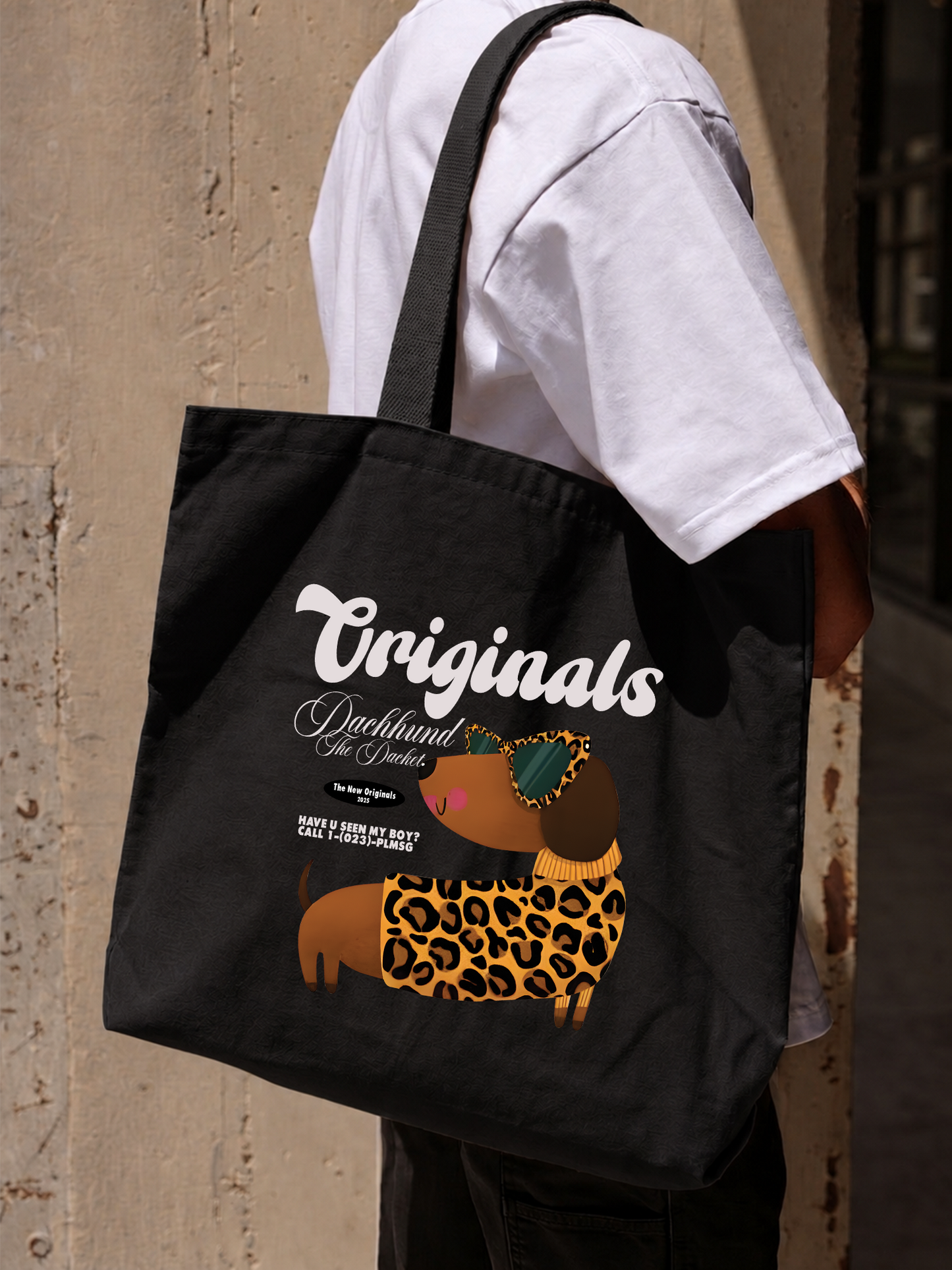 Túi Tote Leopard Dachshund