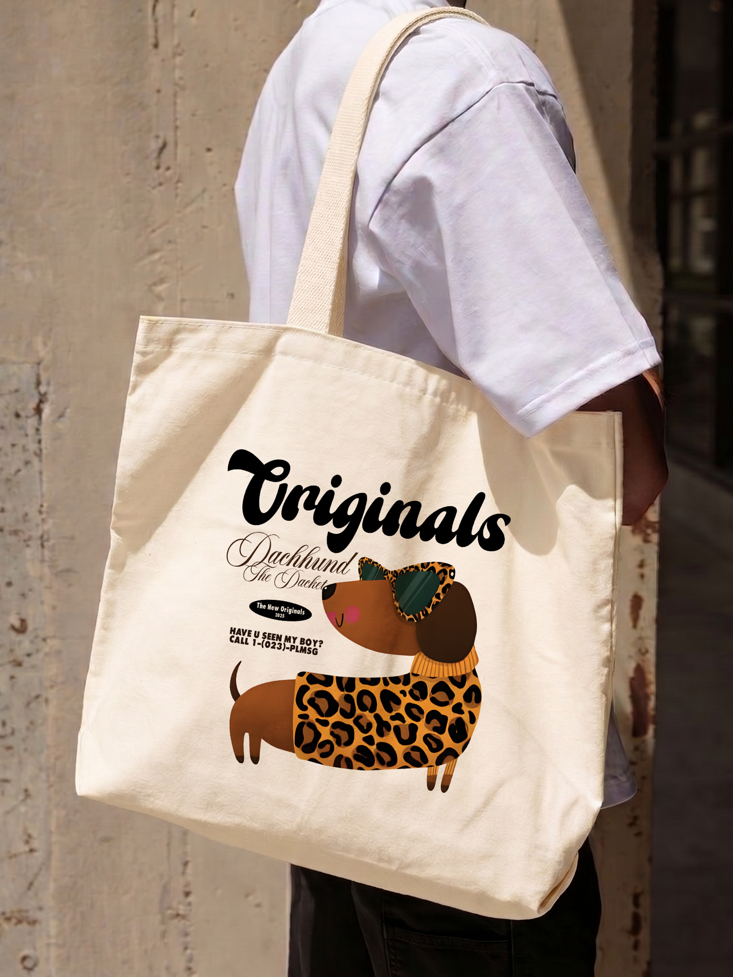 Túi Tote Leopard Dachshund