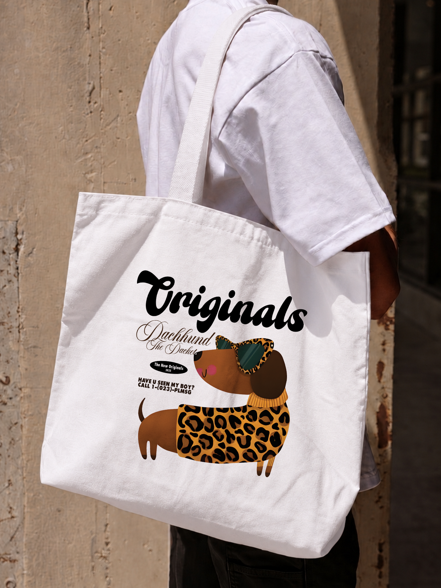 Túi Tote Leopard Dachshund