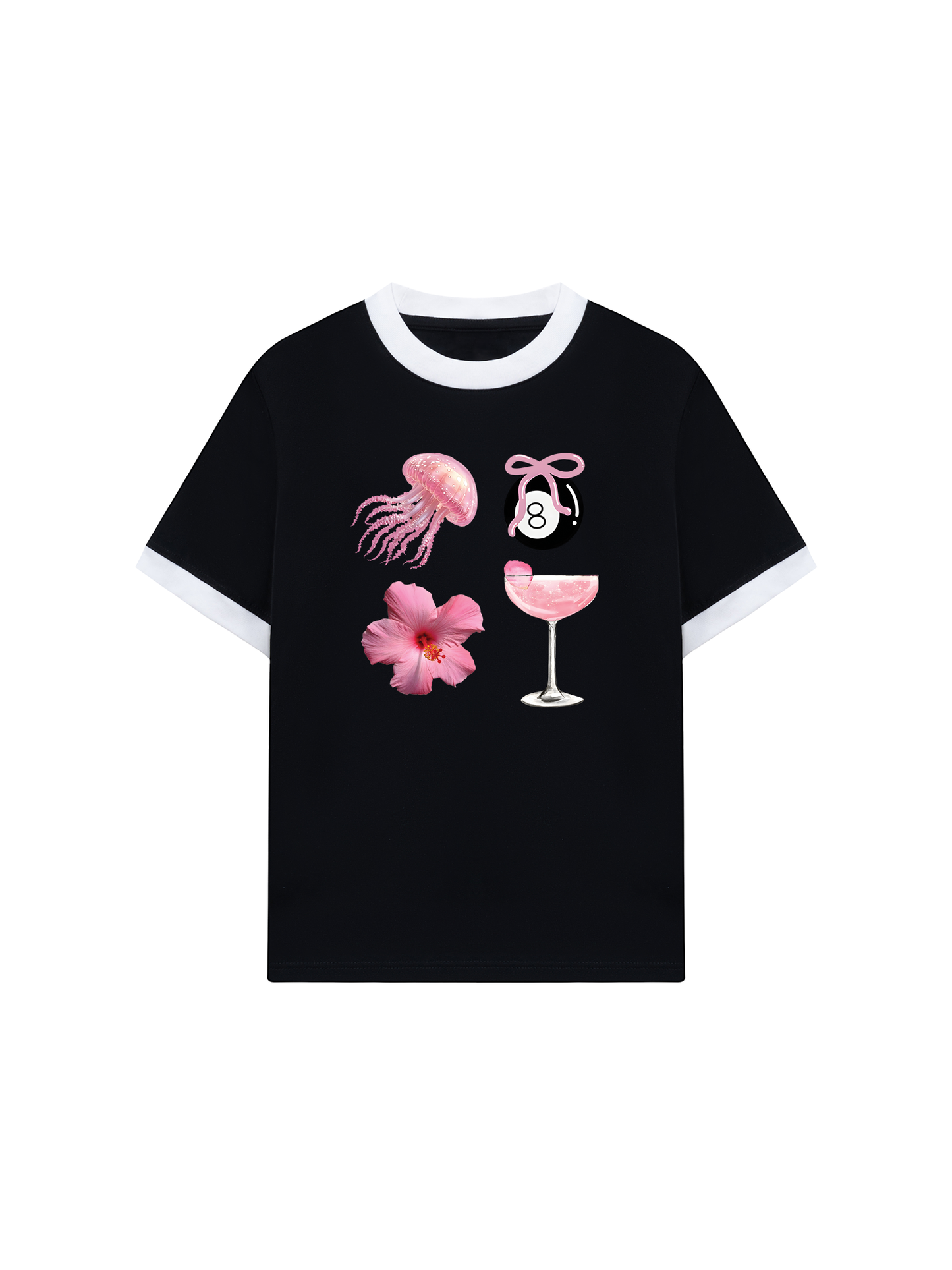 Áo Thun Ringer Relaxed Fit Summer Vibes Pink Summer Vibes