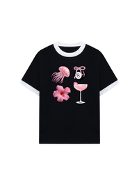 Áo Thun Ringer Relaxed Fit Summer Vibes Pink Summer Vibes