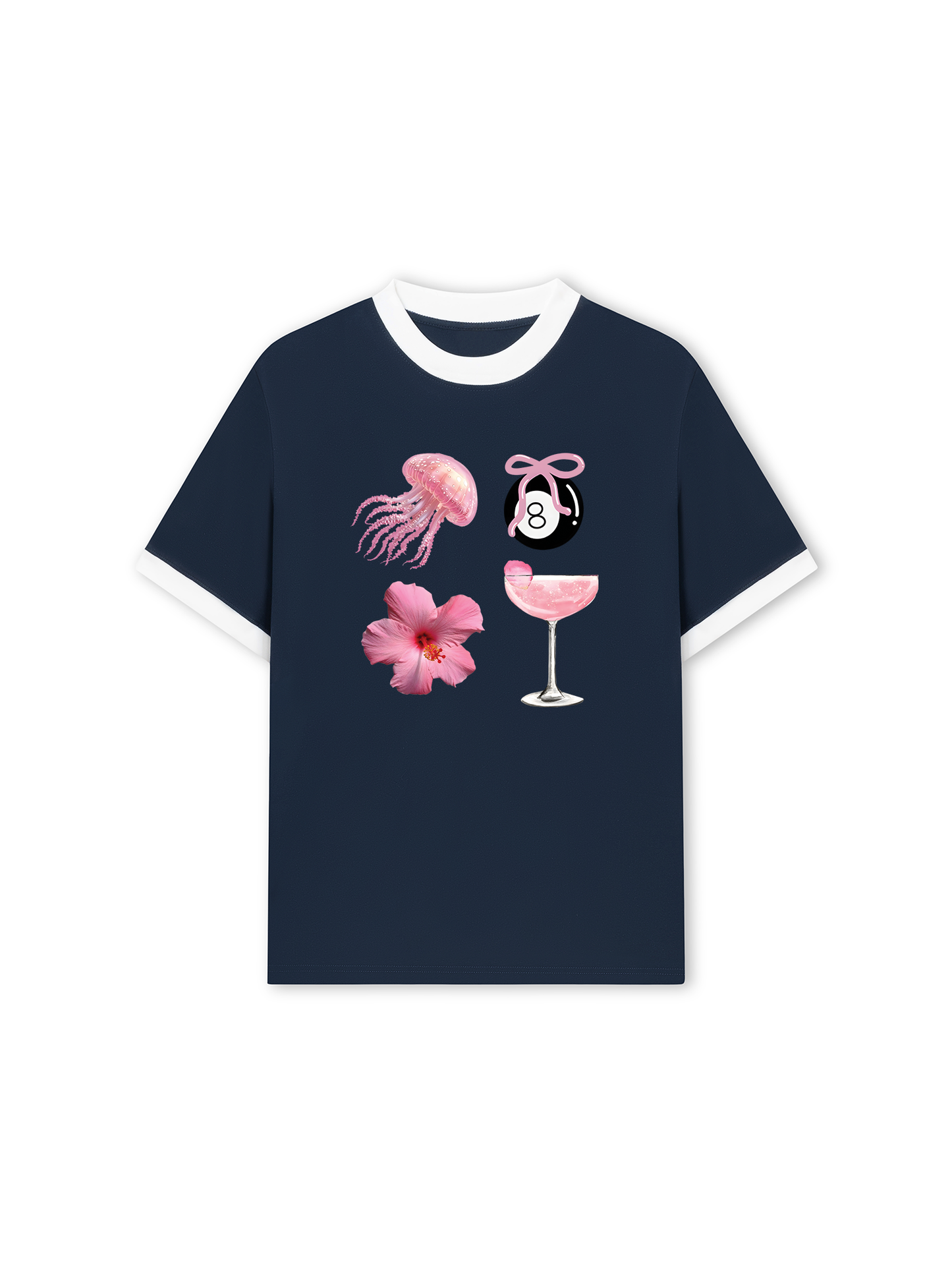 Áo Thun Ringer Relaxed Fit Summer Vibes Pink Summer Vibes