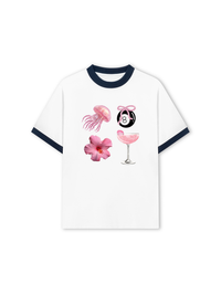 Áo Thun Ringer Relaxed Fit Summer Vibes Pink Summer Vibes
