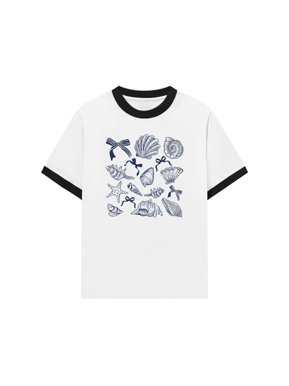Áo Thun Ringer Relaxed Fit Ocean Blue Vibes