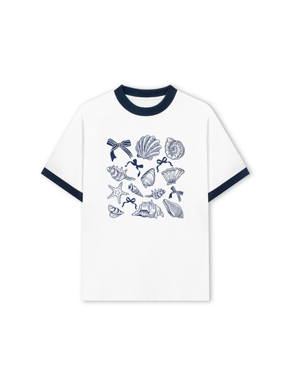 Áo Thun Ringer Relaxed Fit Ocean Blue Vibes