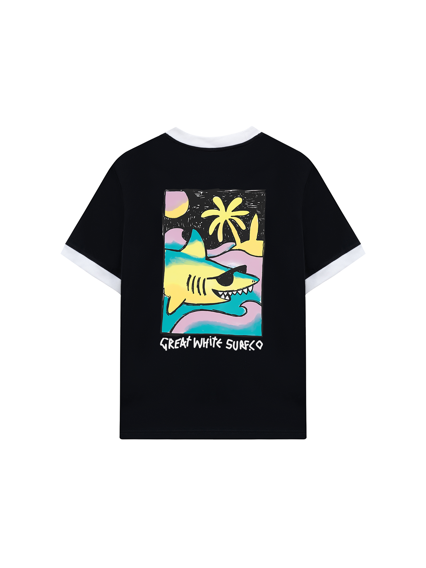 Áo Thun Ringer Relaxed Fit Ocean Cute Shark