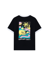 Áo Thun Ringer Relaxed Fit Ocean Cute Shark