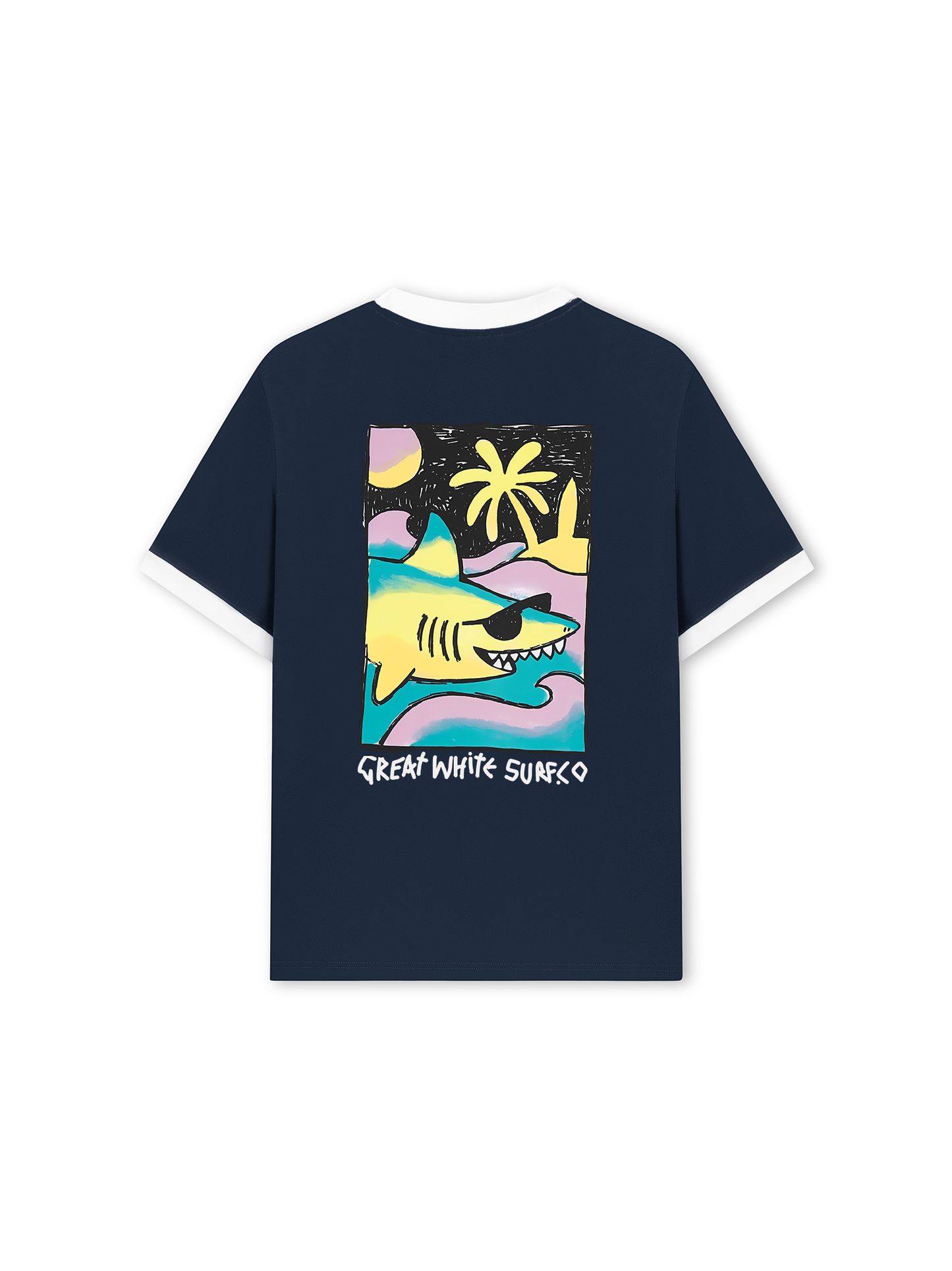 Áo Thun Ringer Relaxed Fit Ocean Cute Shark