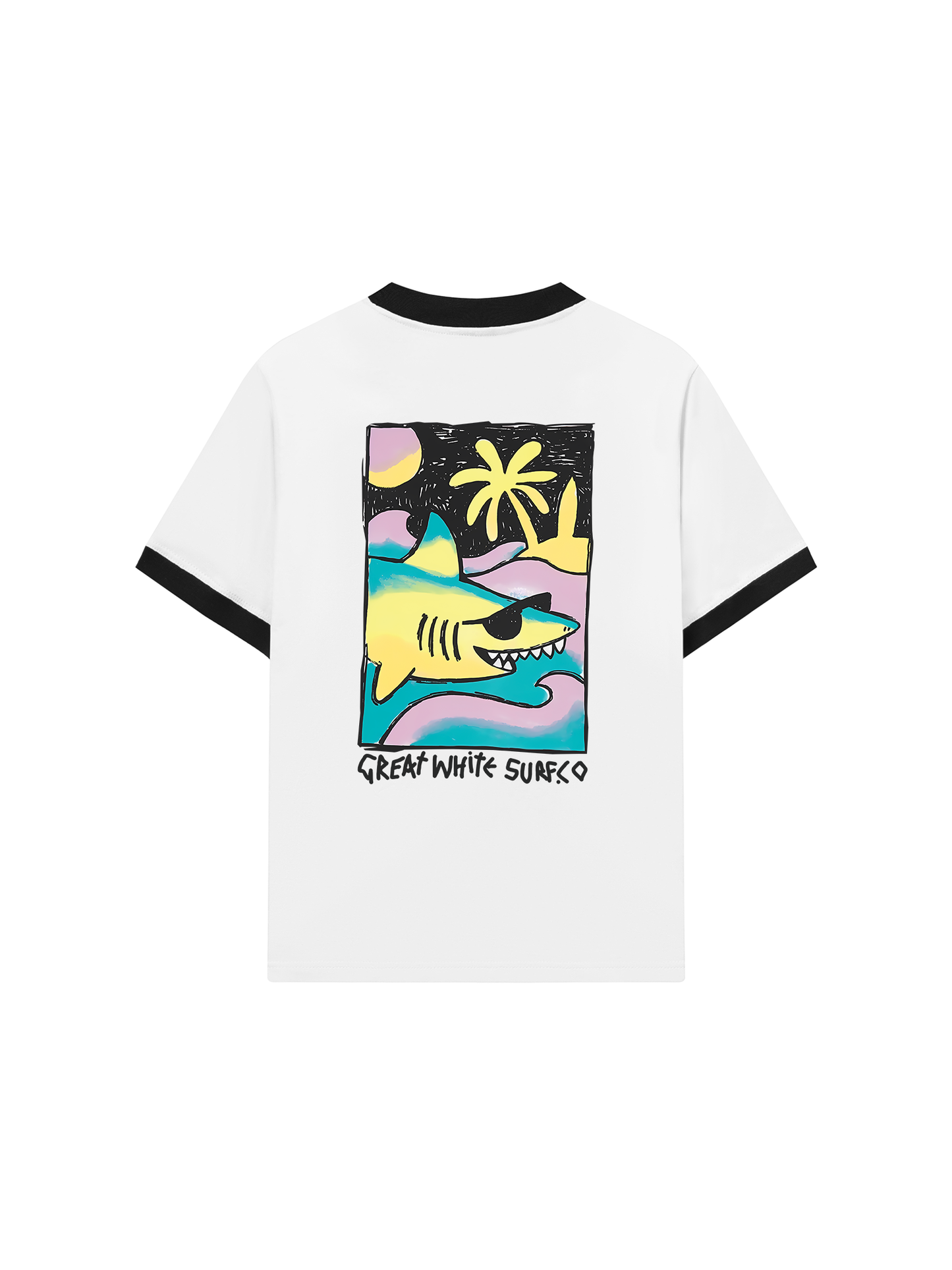Áo Thun Ringer Relaxed Fit Ocean Cute Shark