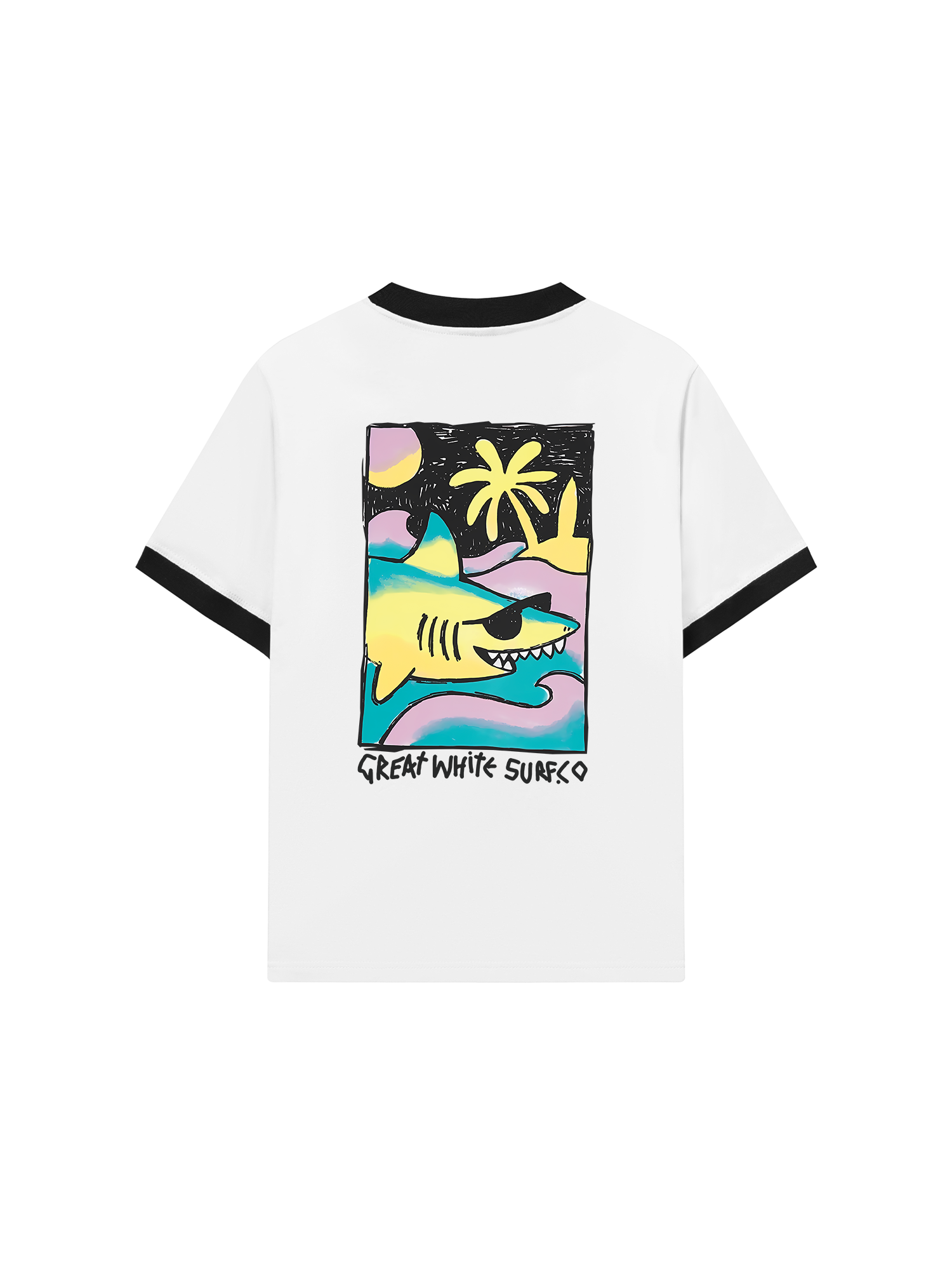Áo Thun Ringer Relaxed Fit Ocean Cute Shark