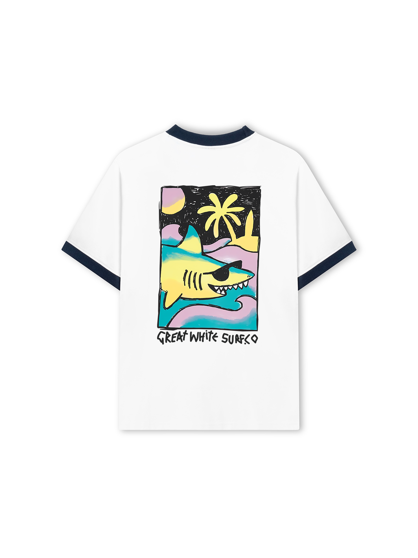 Áo Thun Ringer Relaxed Fit Ocean Cute Shark
