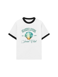 Áo Thun Ringer Relaxed Fit Ocean Seaside Love Green