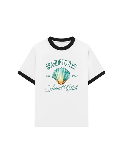 Áo Thun Ringer Relaxed Fit Ocean Seaside Love Green