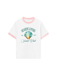 Áo Thun Ringer Relaxed Fit Ocean Seaside Love Green