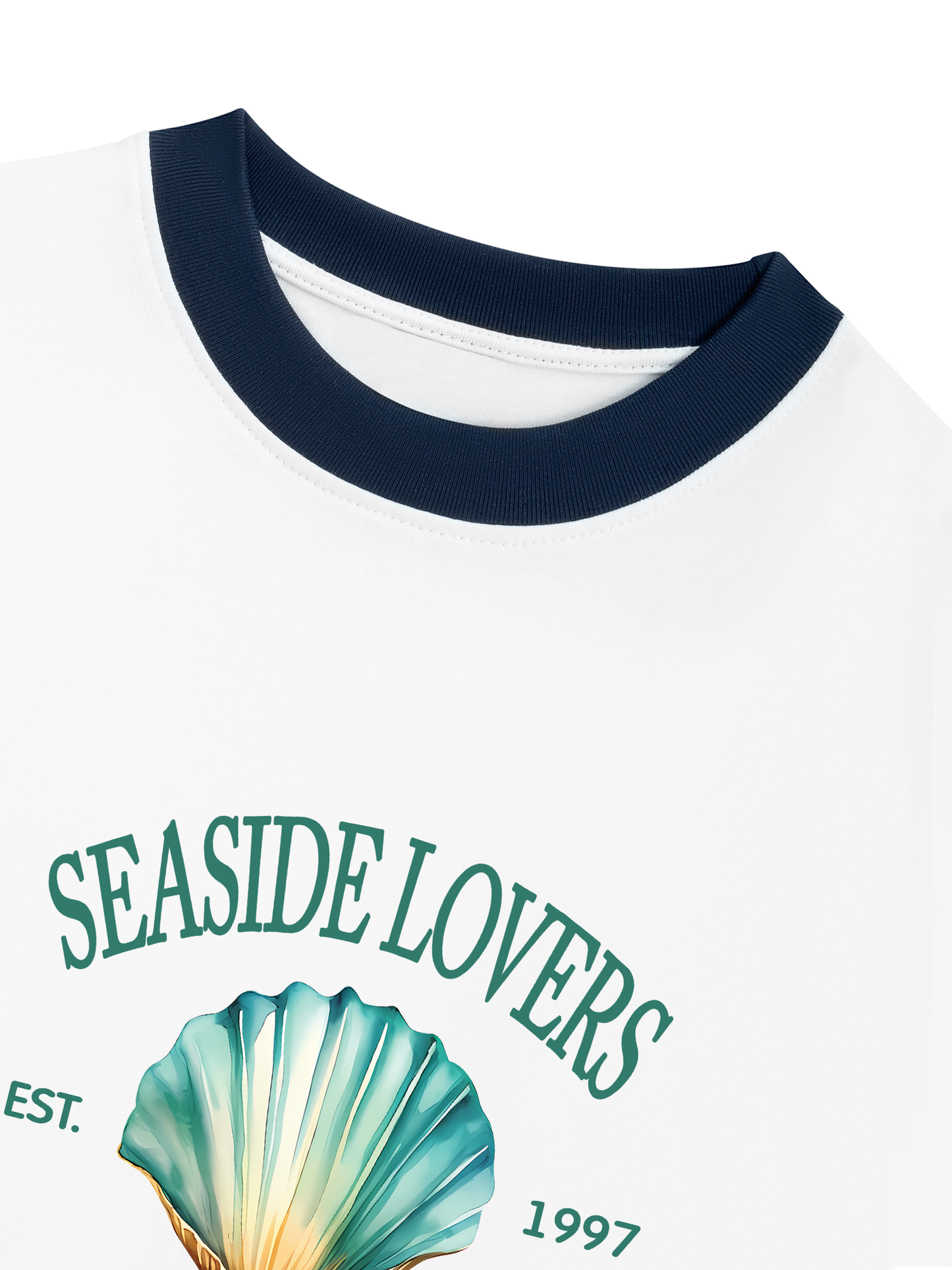Áo Thun Ringer Relaxed Fit Ocean Seaside Love Green