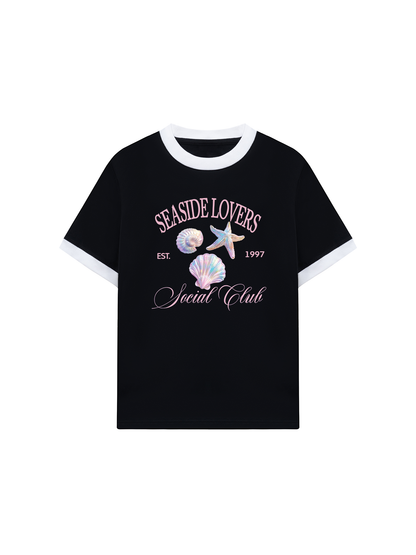 Áo Thun Ringer Relaxed Fit Ocean Hologram Seaside Lover